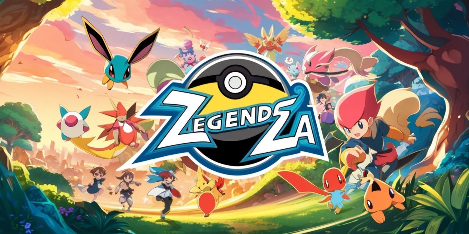 A vibrant, stylized illustration of the Pokémon Legends: Z-A game, showcasing a dynamic scene with a mix of Pokémon, trainers, and lush, detailed environments, set against a beautiful, sunset-inspired backdrop with warm, golden hues, and deep blues, featuring a variety of textures, and subtle lighting effects, with the Pokémon and characters rendered in a colorful, anime-inspired style, with bold lines, and intricate details, and the game's logo, a stylized, silver, Poké Ball-inspired design with the words Pokémon Legends: Z-A in a modern, cursive font, prominently displayed in the center, surrounded by lush greenery, and towering trees, with a sense of adventure, and excitement, emanating from the scene.