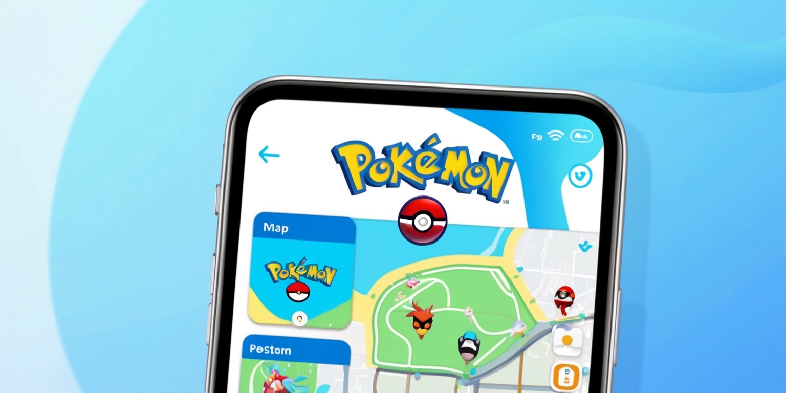 A screenshot of the Pokémon Go app on a modern smartphone, showcasing a vibrant and colorful interface with a cleanliness and minimalist design aesthetic, featuring a mix of rounded and rectangular shapes, with a subtle gradient effect in the background, a prominent Poké Ball logo at the top, and clear, easy-to-read font styles and sizes, displaying a map view with various Pokémon and PokéStops marked, and a few navigation icons and buttons at the bottom, all set against a bright, calming blue tone that evokes a sense of adventure and exploration.